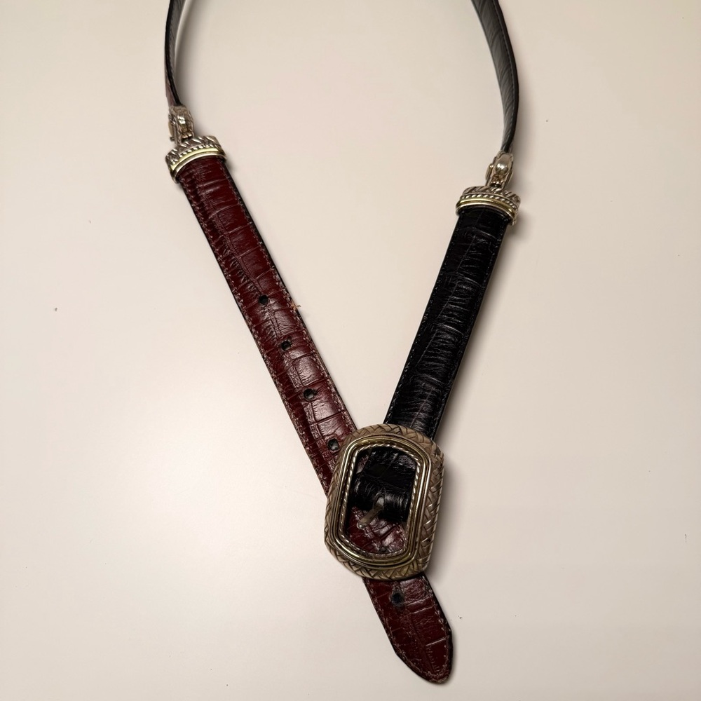 Brighton Marcus Two-Tone Leather Reversible Belt Size 32/Small Style 40210 Retro
